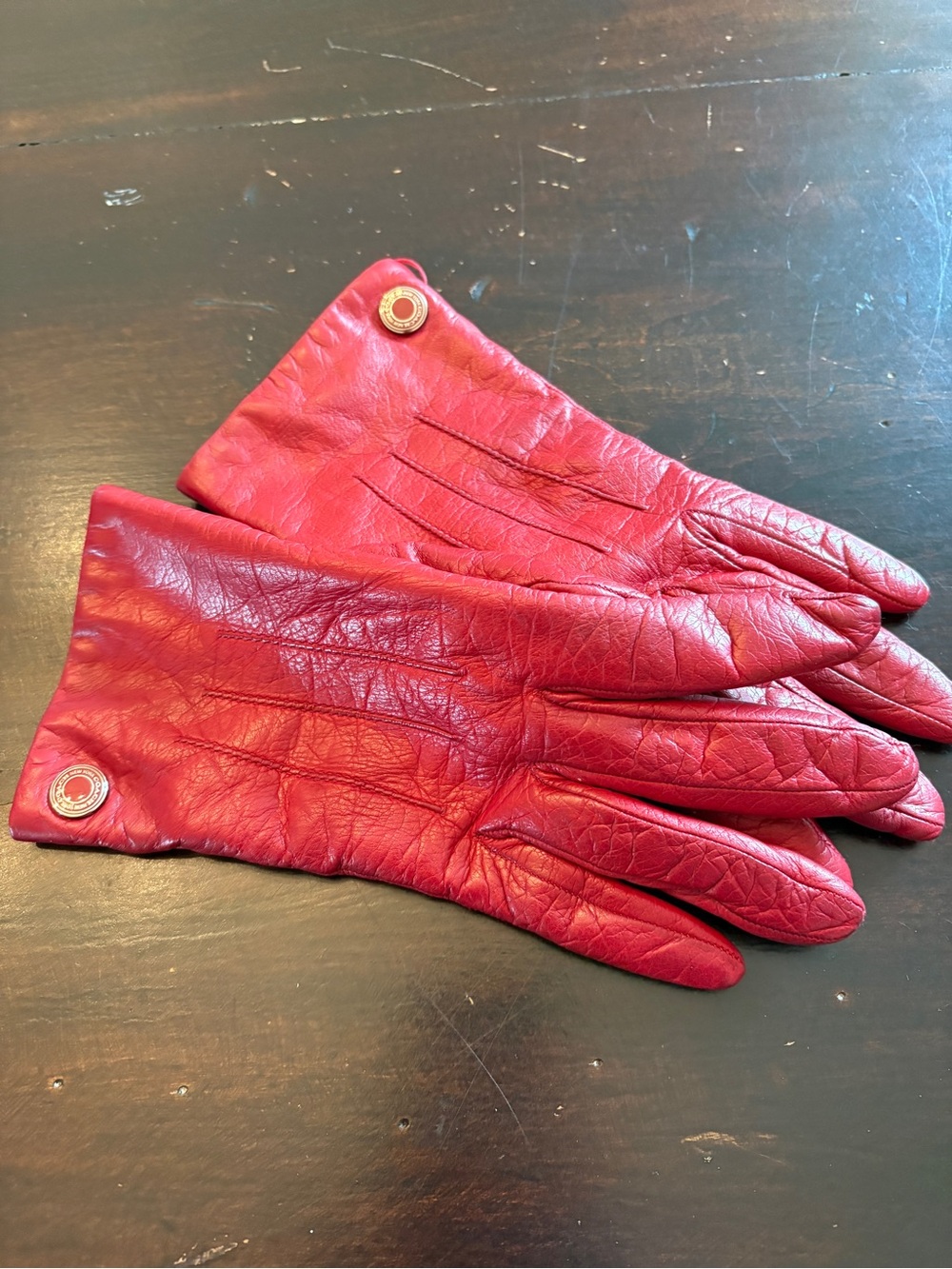 Coach - LIke new Red Leather Women's Gloves Cashmere lined